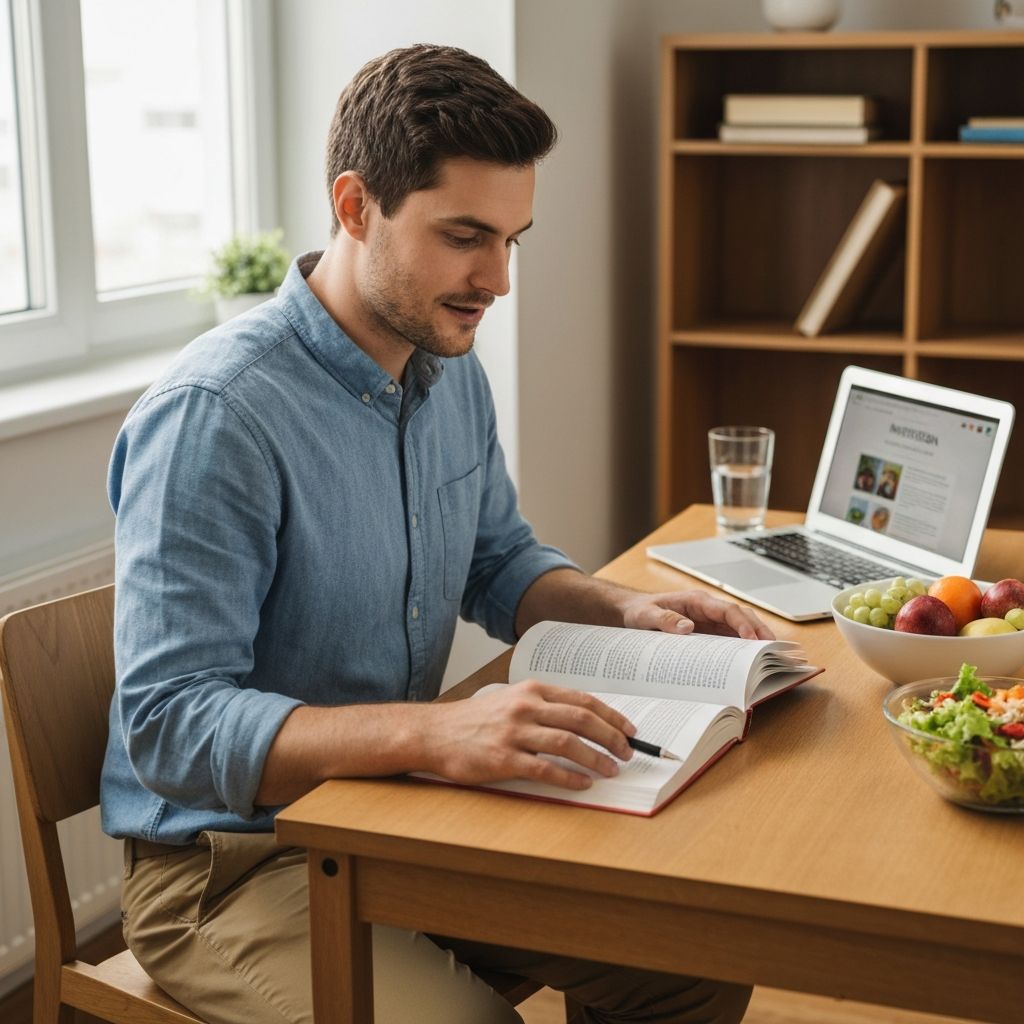 Man learning about nutrition