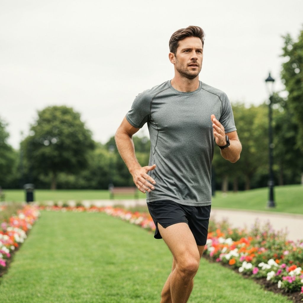 Man training outdoors